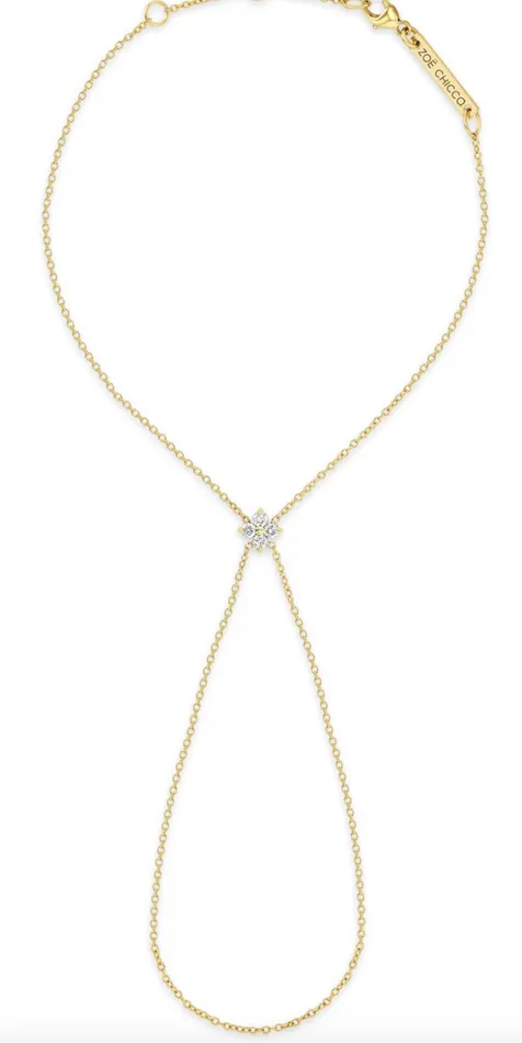 14K PRONG DIAMOND QUAD HAND CHAIN Zo Chicco Necklaces