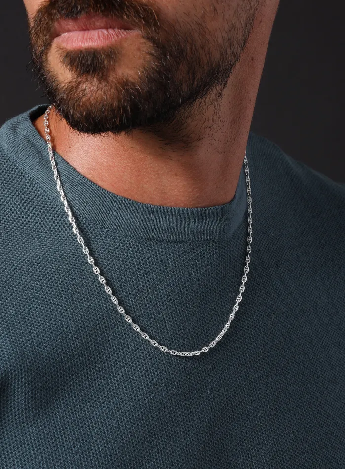 925 Sterling Silver Mini Anchor Chain Necklace for Men WE ARE ALL SMITH Mens Jewelry Clothing Necklaces