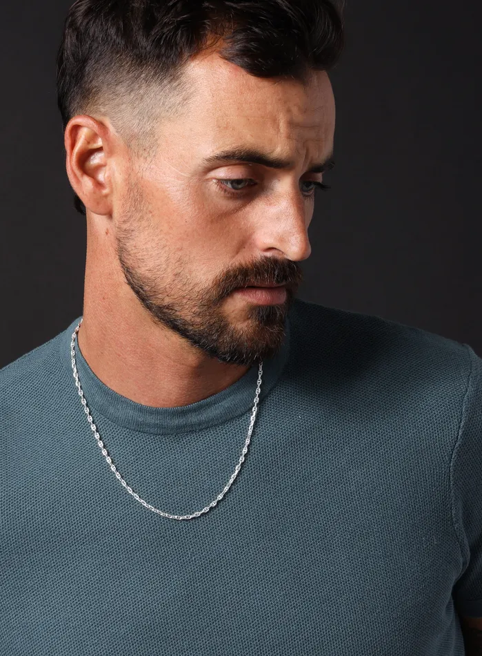 925 Sterling Silver Mini Anchor Chain Necklace for Men WE ARE ALL SMITH Mens Jewelry Clothing Necklaces