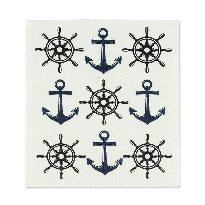 Abbott Earrings Anchor Ship Wheel Dishcloths Set2