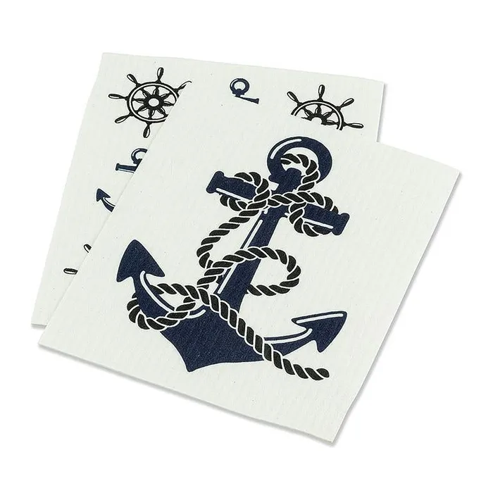 Abbott Earrings Anchor Ship Wheel Dishcloths Set2