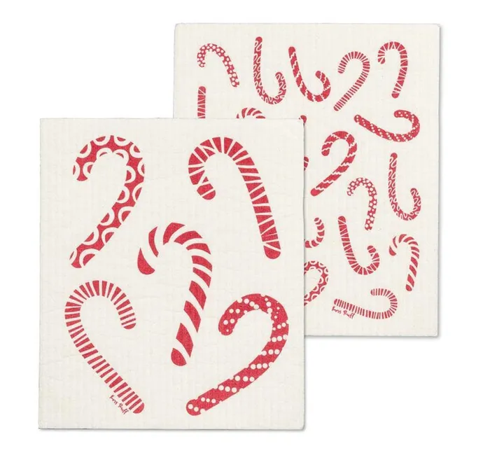 Abbott Earrings Candy Cane Dishcloths Set2