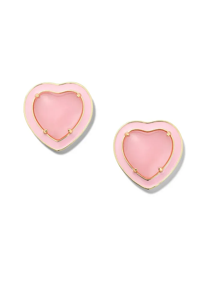 Alison Lou Jewels Earrings Heart Jelly Button Stud Earrings in Petal