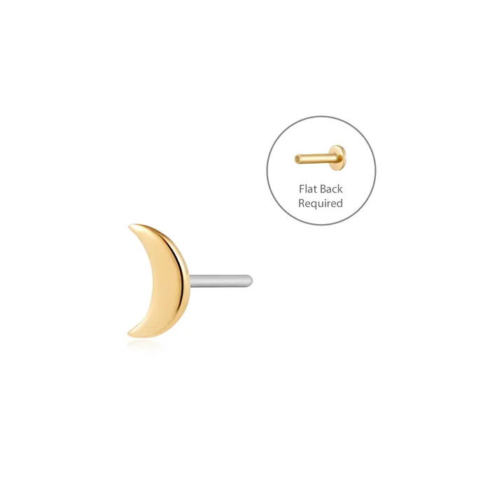AURELIE GI CRESCENT Moon Threadless Flatback Earring Earrings