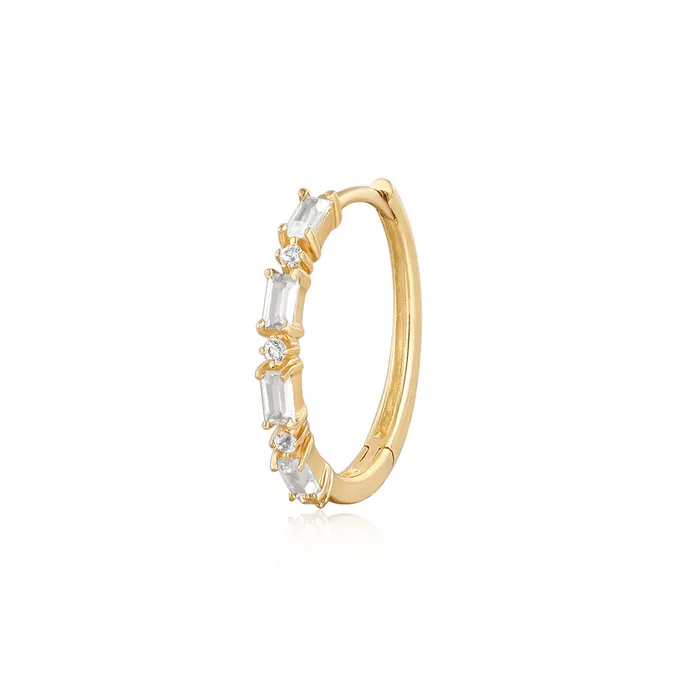 AURELIE GI Delaney Baguette and Round White Sapphire Hoop Earrings