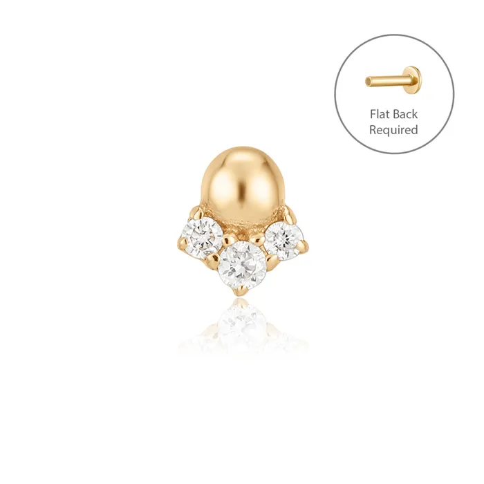 AURELIE GI Earrings ROSE Triple Lab Grown Diamond Threadless Flatback Earring
