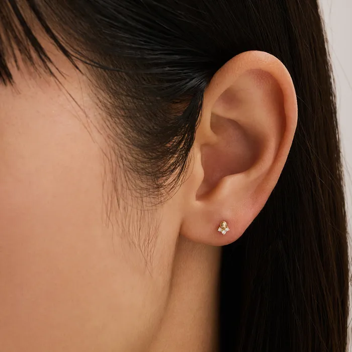 AURELIE GI Earrings ROSE Triple Lab Grown Diamond Threadless Flatback Earring