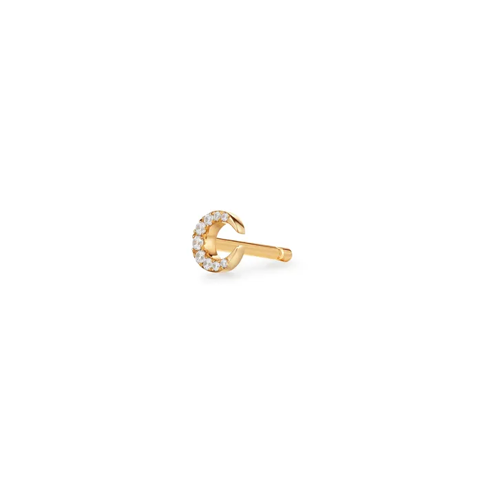 AURELIE GI Earrings SELENE Diamond Crescent Moon Single Stud Earring