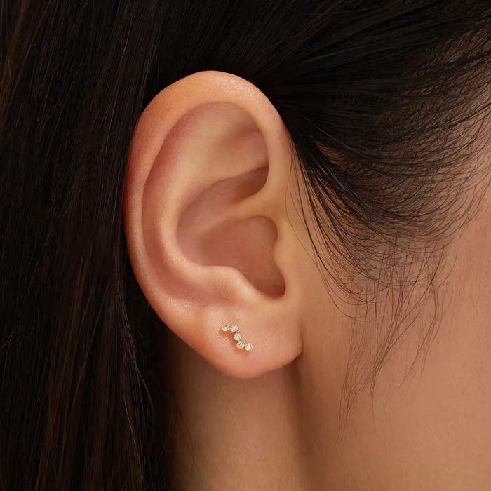 AURELIE GI ELOISE Natural Diamond Large Wave Stud Earring Earrings