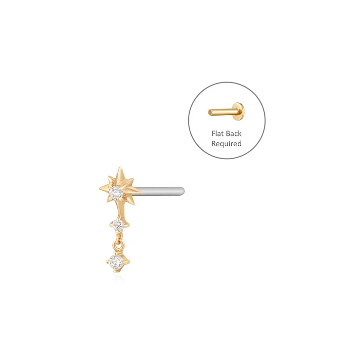 AURELIE GI NOVA Triple Diamond Starburst Threadless Flatback Earring Earrings