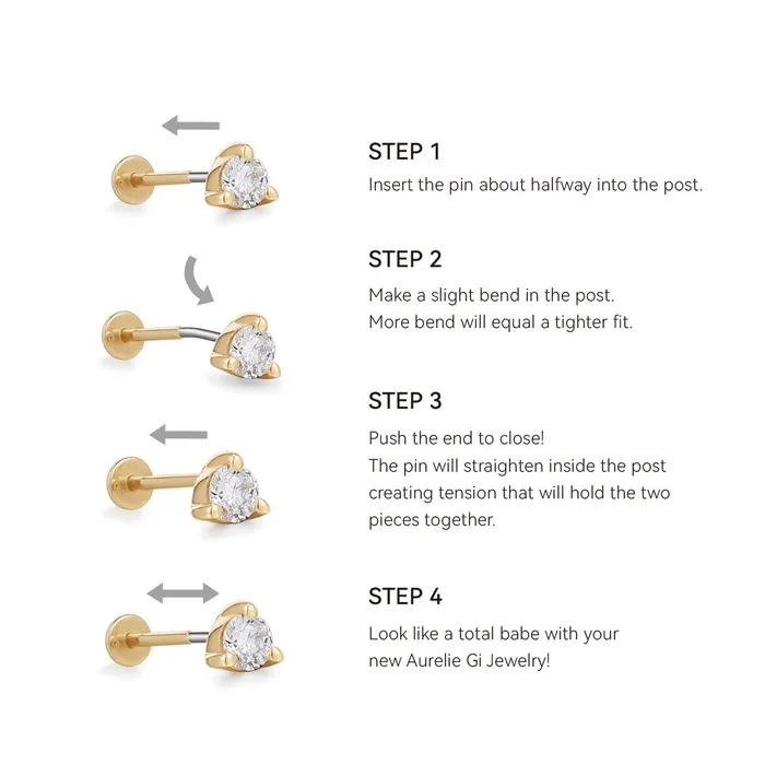 AURELIE GI NOVA Triple Diamond Starburst Threadless Flatback Earring Earrings