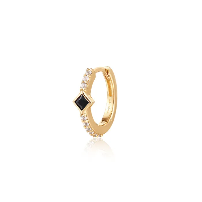 AURELIE GI STORM Black Spinel and White Sapphire Huggie Hoop Earrings