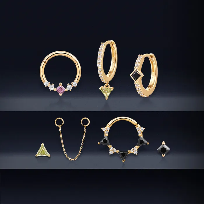 AURELIE GI STORM Black Spinel and White Sapphire Huggie Hoop Earrings