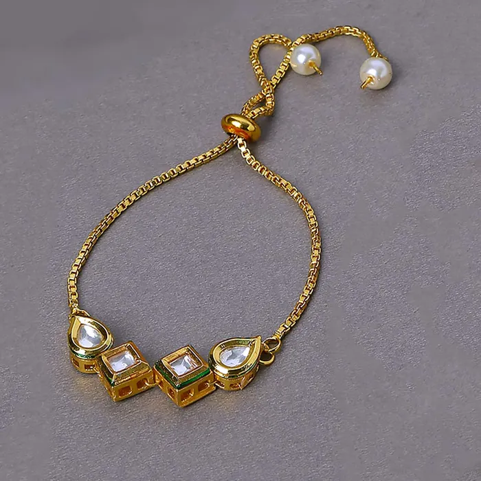 Bracelets Kairangi Kairangi Bracelet for Women Ethnic Gold Plated Handmade Studded Kundan Bracelet for Women and Girls Bracelets Kairangi Kairangi Bracelet for Women Ethnic Gold Plated Handmade Studded Kundan Bracelet for Women and Girls