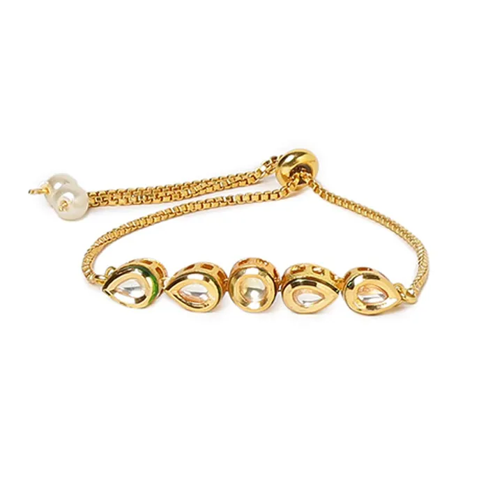 Bracelets Kairangi Kairangi Bracelet for Women Ethnic Gold Plated Handmade Studded Kundan Bracelet for Women and Girls