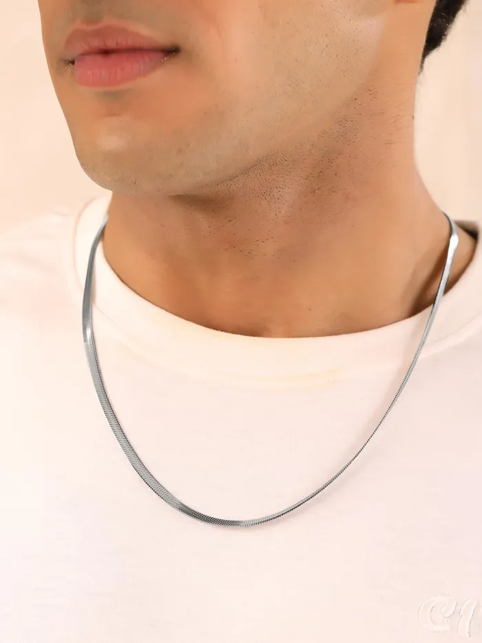 Bracelets Silver Neck Chain for Men Stylish Durable 51 CM Rhodium Plated Gift for Him Yellow Chimes