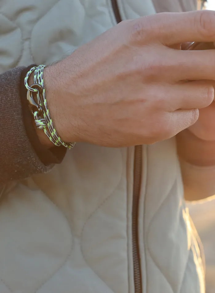 Bracelets We Are All Smith Neon White Tactical Cord Bracelet for Men Black Clasp 20K