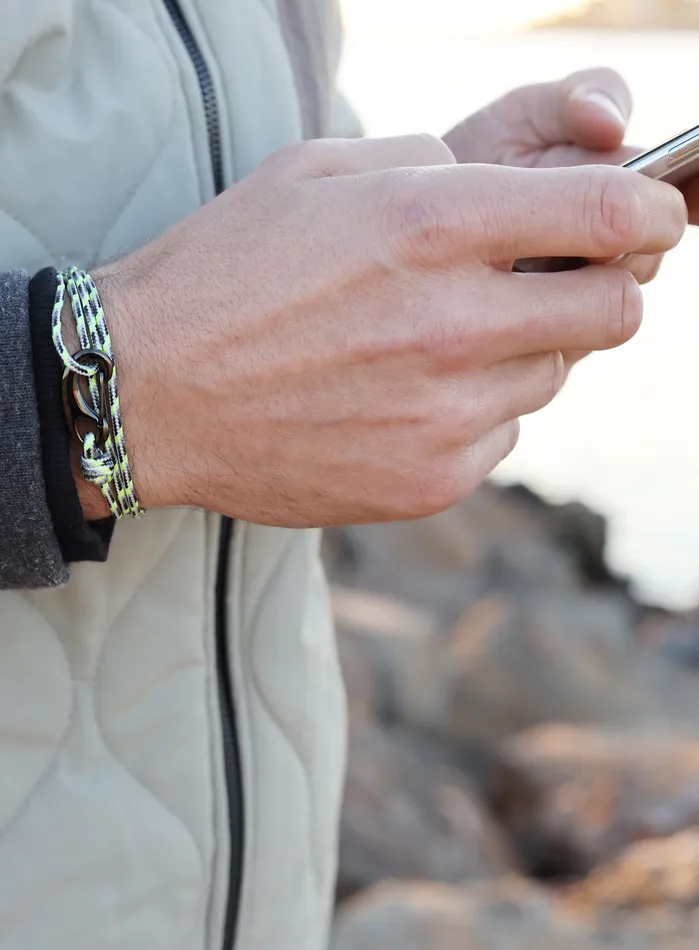 Bracelets We Are All Smith Neon White Tactical Cord Bracelet for Men Black Clasp 20K