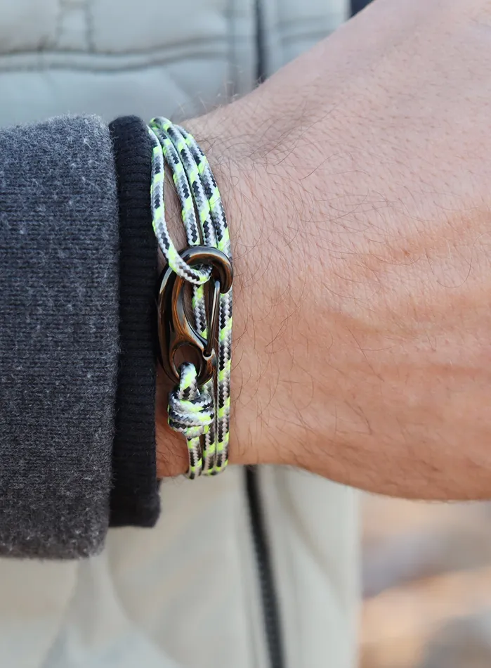 Bracelets We Are All Smith Neon White Tactical Cord Bracelet for Men Black Clasp 20K