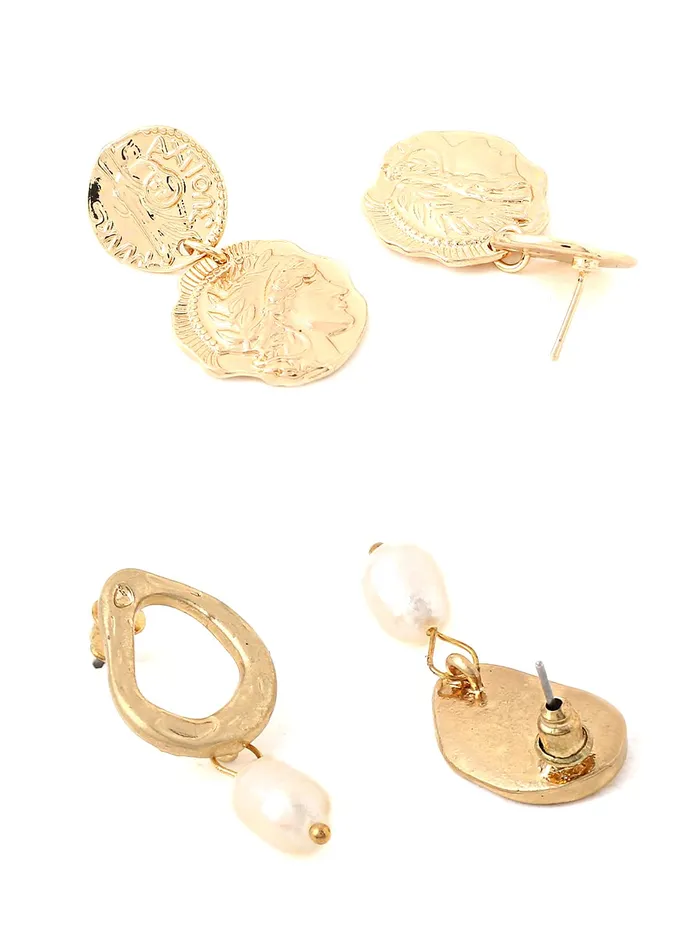 Bracelets Yellow Chimes Latest Collection Silver Gold Plated Design Hoop Stud Earrings for Women and Girls Geometric Design 3 Yellow Chimes