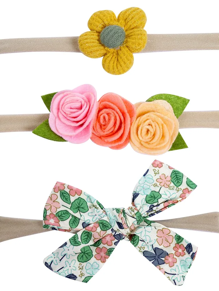 Bracelets Yellow Chimes Melbees by Yellow Chimes Hair Bands for Girls 3 Pcs Hairbands For Kids Stretcheable Floral Bow Hair Bands Hair Accessories for Baby Kids and Girls