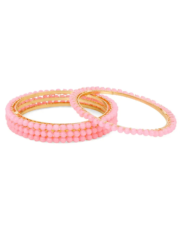 Bracelets Yellow Chimes Yellow Chimes GoldPlated Copper Beads Bangles set for Womens Pink Bracelets Yellow Chimes Yellow Chimes GoldPlated Copper Beads Bangles set for Womens Pink