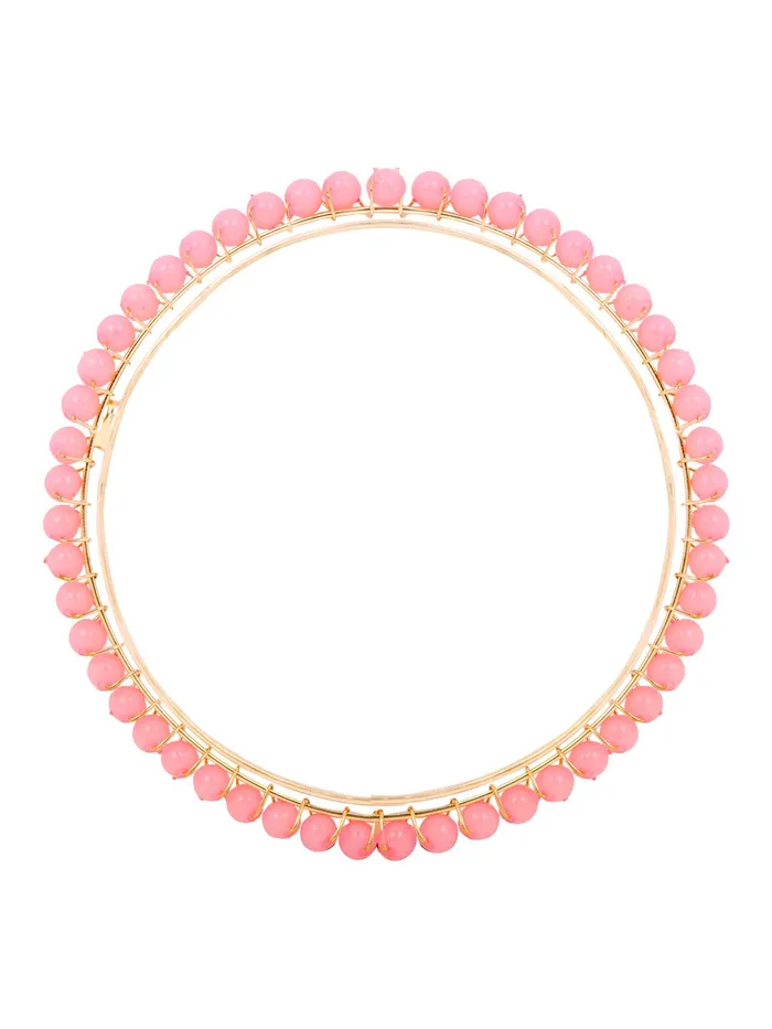 Bracelets Yellow Chimes Yellow Chimes GoldPlated Copper Beads Bangles set for Womens Pink 