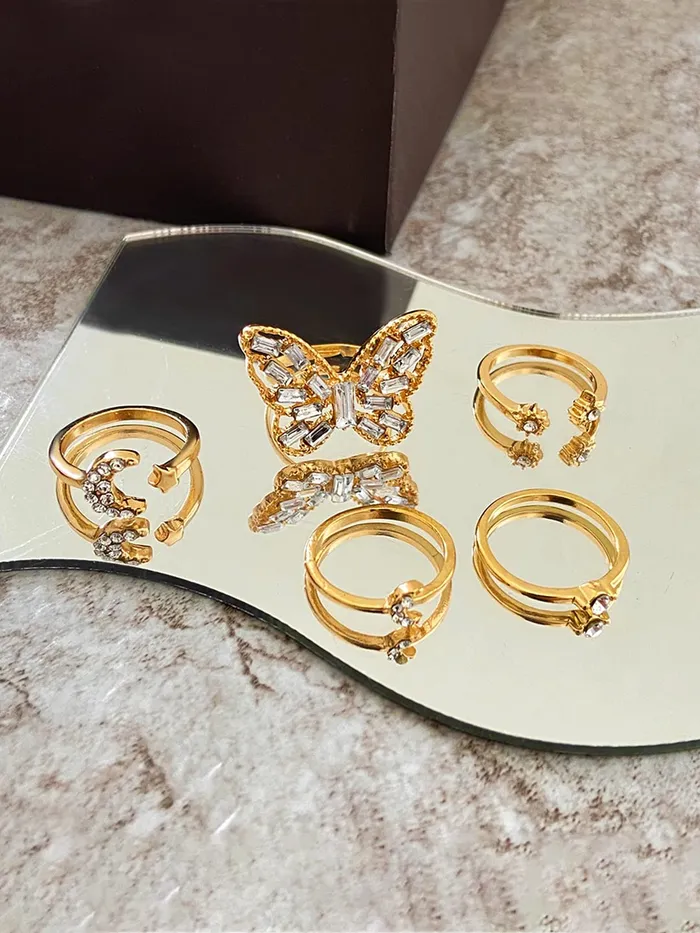 Bracelets Yellow Chimes Yellow Chimes Ring For Women Gold Plated Combo Of Adjustable Finger Rings Studded Crystal For Women and Girls