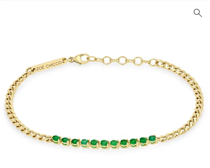 Bracelets Zo Chicco 14K EMERALD TENNIS SEGMENT SMALL CURB CHAIN BRACELET Bracelets Zo Chicco 14K EMERALD TENNIS SEGMENT SMALL CURB CHAIN BRACELET
