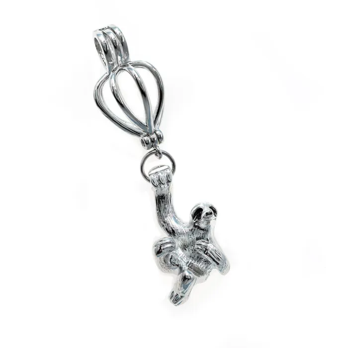 Cage Pendant 925 Sterling Silver Sloth CPST015 Necklaces