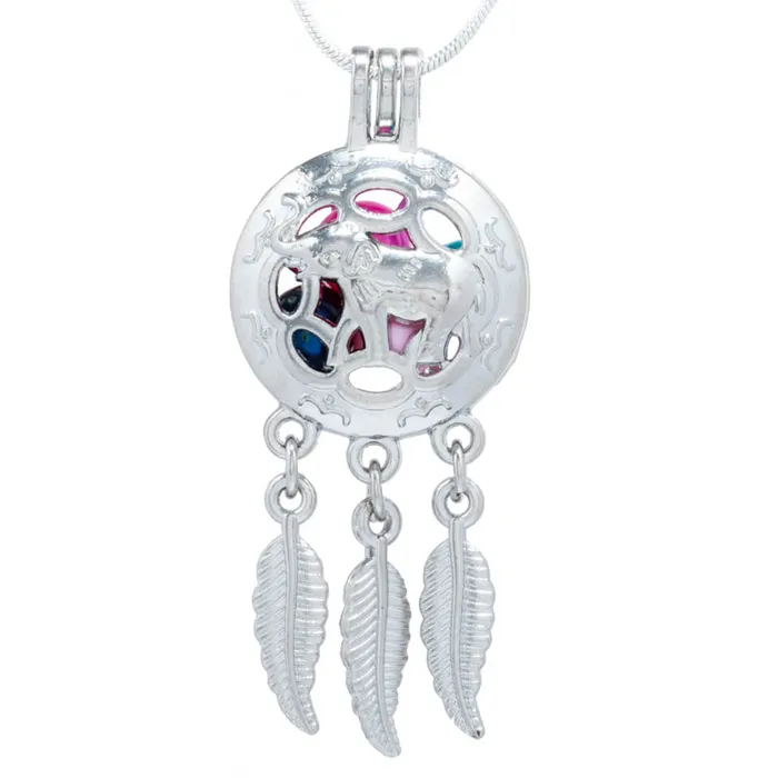 Cage Pendant Silver Plated Dreamcatcher Elephant CPSP135 Necklaces