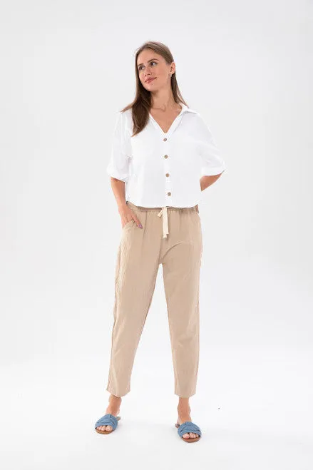 Candlewick Gift Shop Cropped Ankle Cotton PantsOneSize Earrings