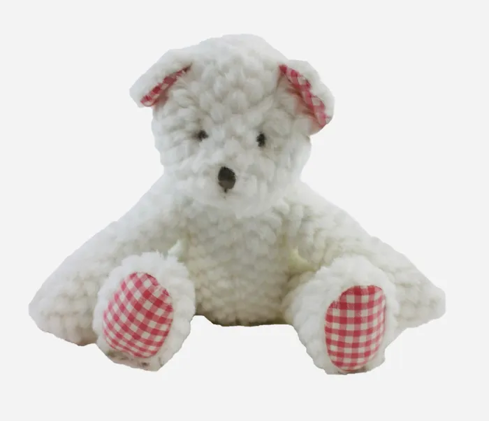 Candlewick Gift Shop Plush White Bear wGingham FeetEars Rings