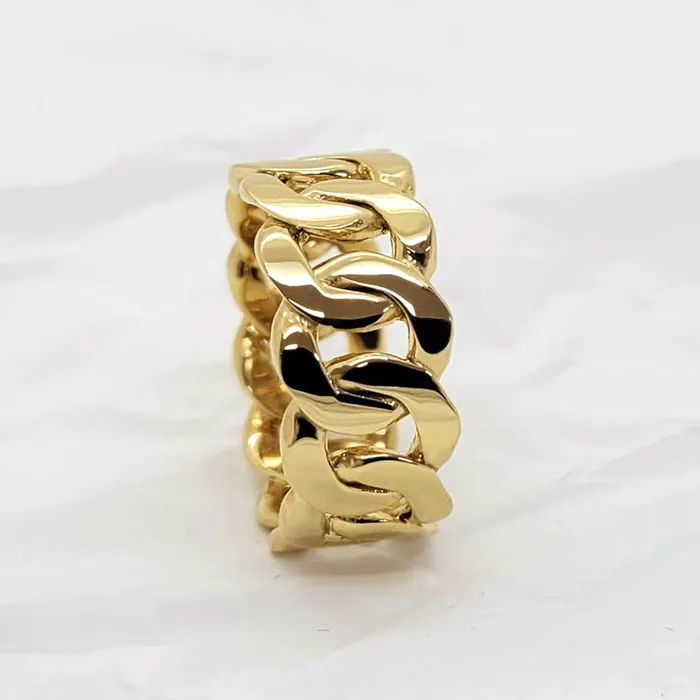 carre dor Rings 14k 18k gold wide cuban chain ring 1 L 10mm