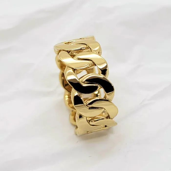 carre dor Rings 14k 18k gold wide cuban chain ring 1 L 10mm