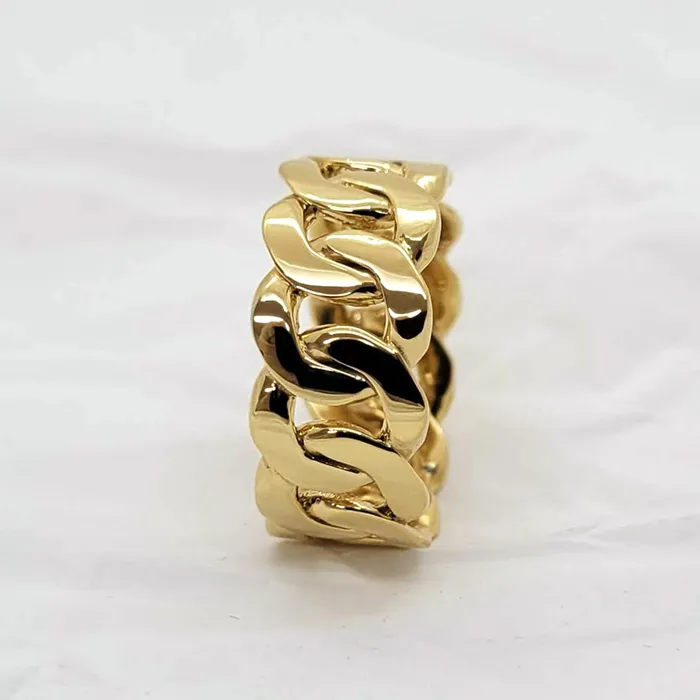 carre dor Rings 14k 18k gold wide cuban chain ring 1 L 10mm