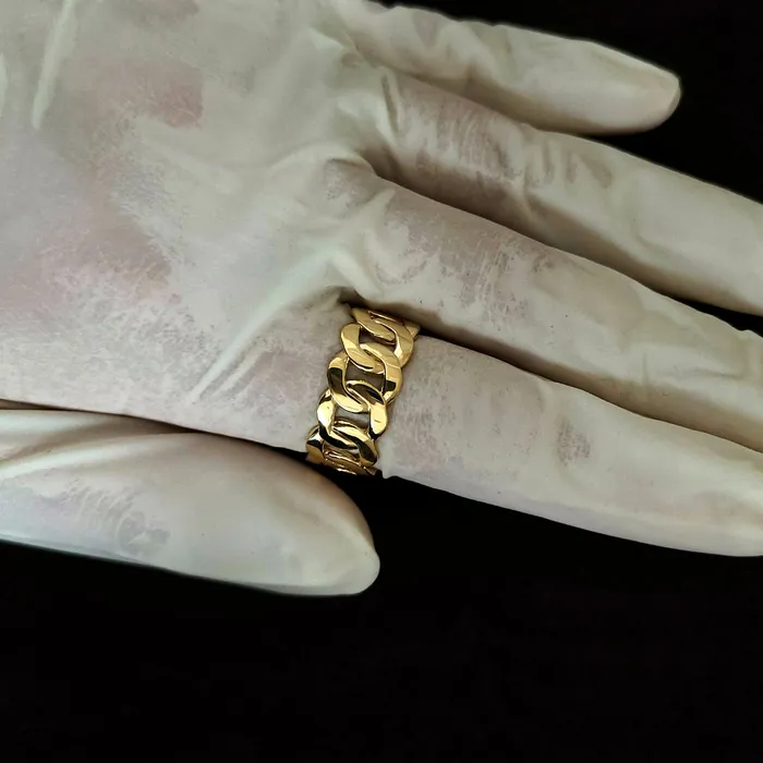 carre dor Rings 14k 18k gold wide cuban chain ring 1 L 10mm