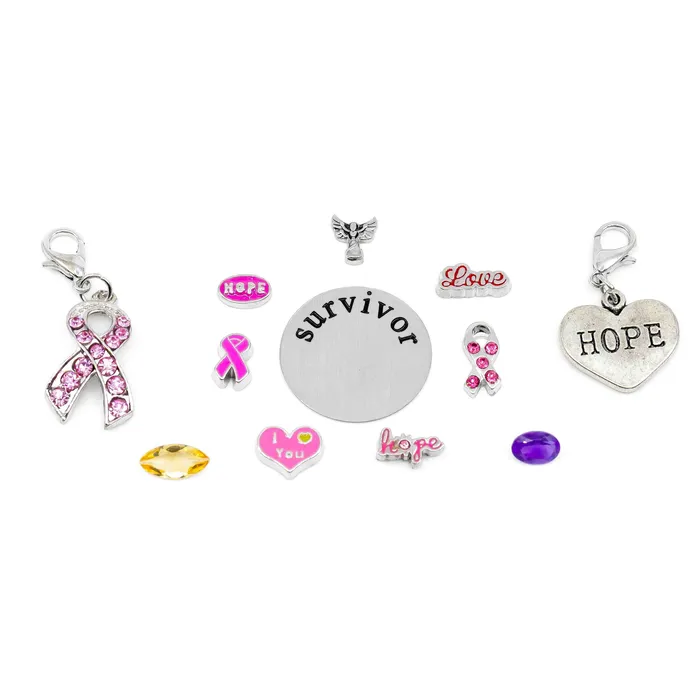 Charm Drop Breast Cancer Survivor BATH0004BREAST Charm Necklaces