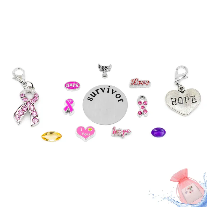 Charm Drop Breast Cancer Survivor BATH0004BREAST Charm Necklaces