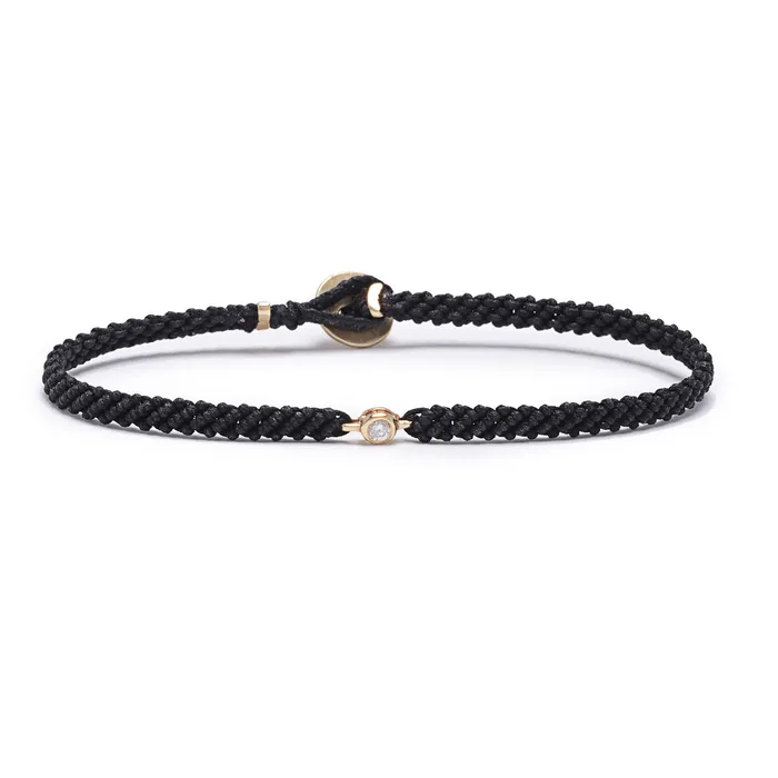 Classic black woven bracelet with diamond Scosha Bracelets
