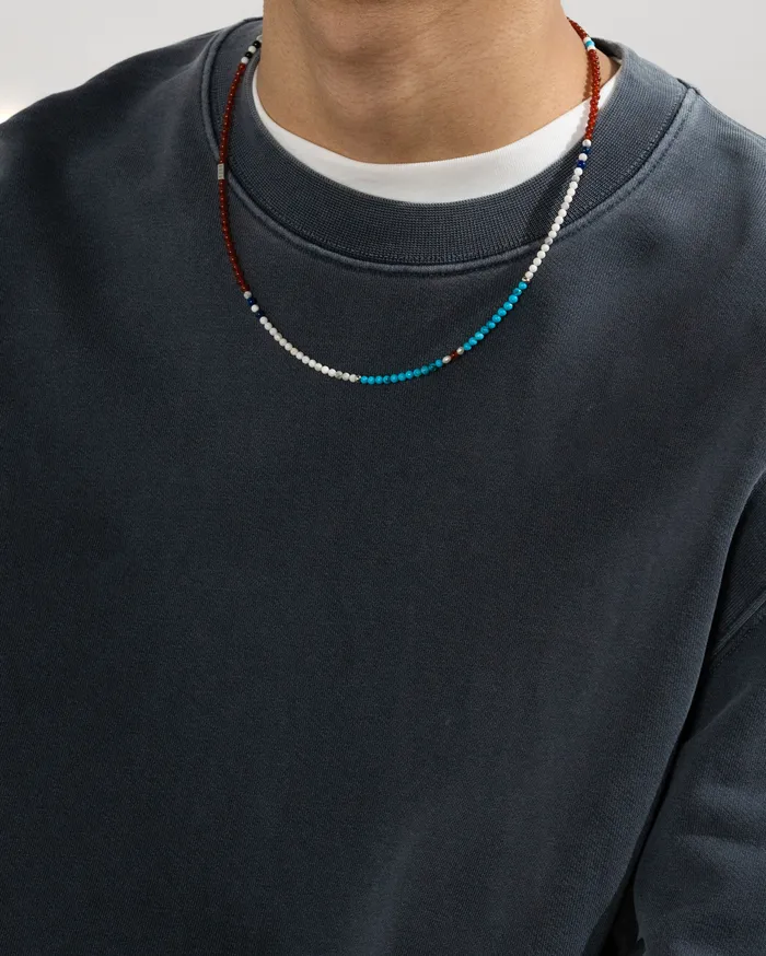 CUN Necklaces Myojin Red Agate Turquoise Japanese Beaded Necklace