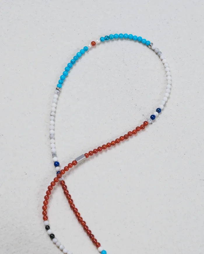 CUN Necklaces Myojin Red Agate Turquoise Japanese Beaded Necklace