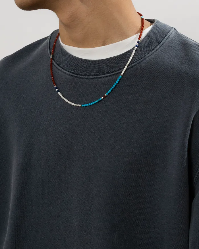 CUN Necklaces Myojin Red Agate Turquoise Japanese Beaded Necklace