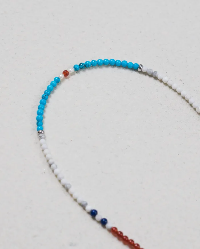 CUN Necklaces Myojin Red Agate Turquoise Japanese Beaded Necklace