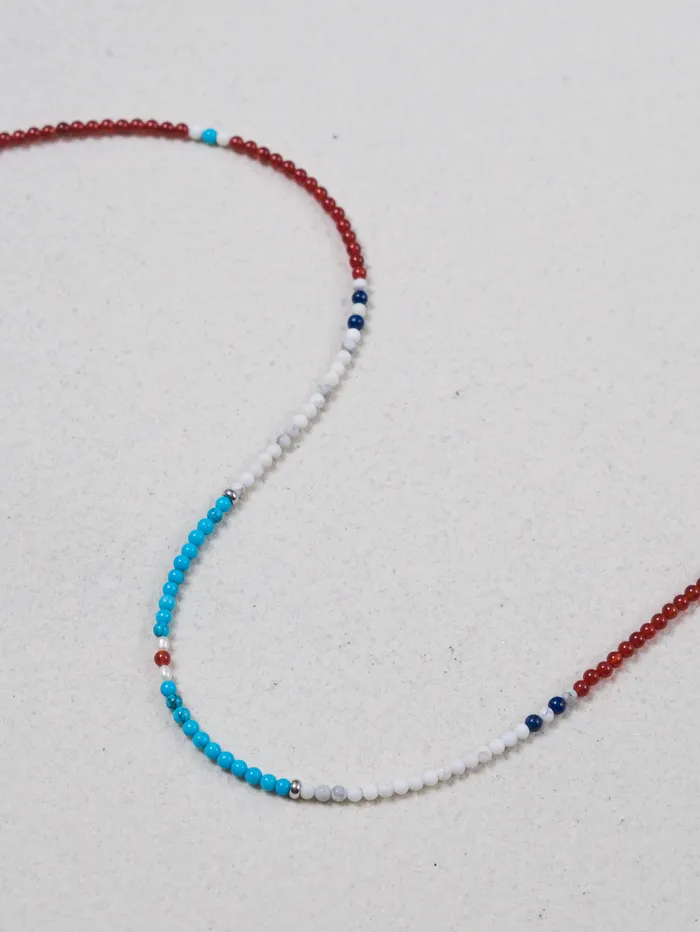 CUN Necklaces Myojin Red Agate Turquoise Japanese Beaded Necklace