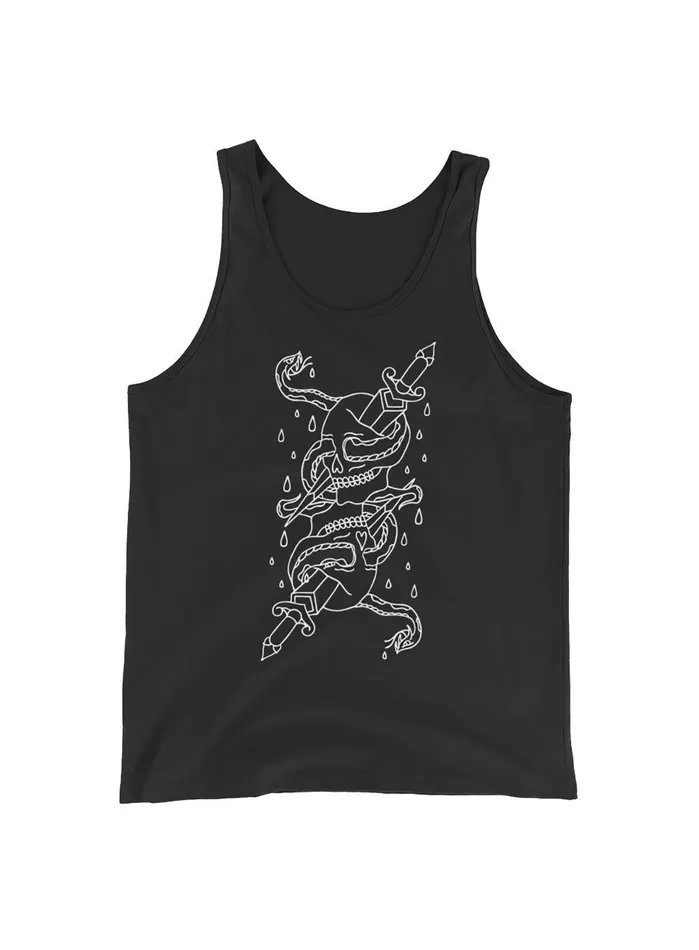 Double Skull Unisex Tank Top WE ARE ALL SMITH Rings