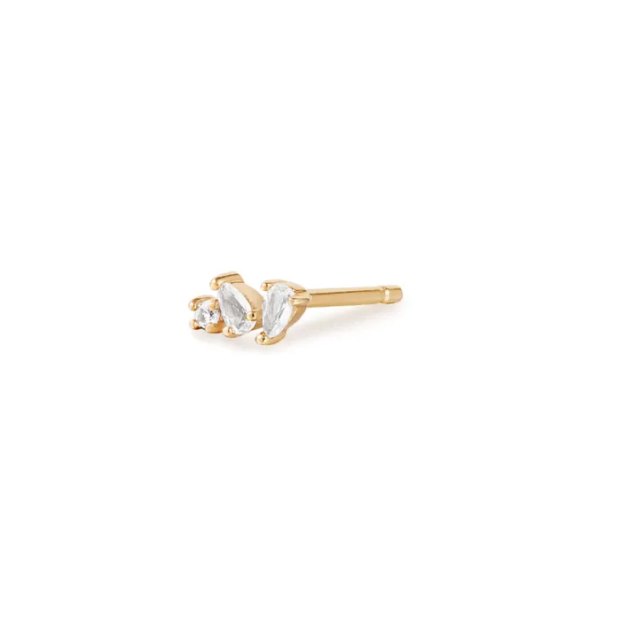 Earrings AURELIE GI CAMI Pear and Round White Sapphire Stud Earring