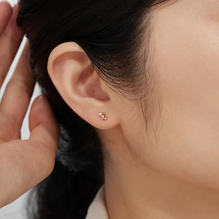 Earrings AURELIE GI CAMI Pear and Round White Sapphire Stud Earring