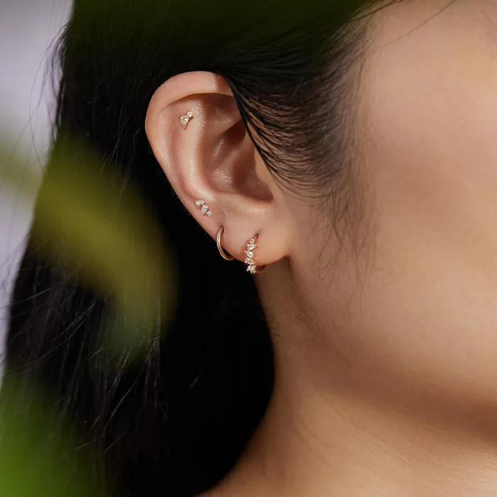 Earrings AURELIE GI CAMI Pear and Round White Sapphire Stud Earring