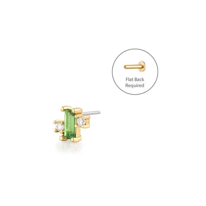 Earrings AURELIE GI WREN Tsavorite and LabGrown Diamond Threadless Flatback Earring